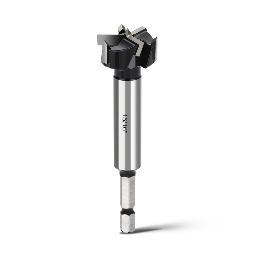 1" Forstner Drill Bit with 1/4" Quick Change Hex Shank,Triple Flute Tungsten Carbide Tipped - for Hard Wood,Soft Wood Woodworking Hinge Cutter Tool Kits for Veneered Plywood Plastic