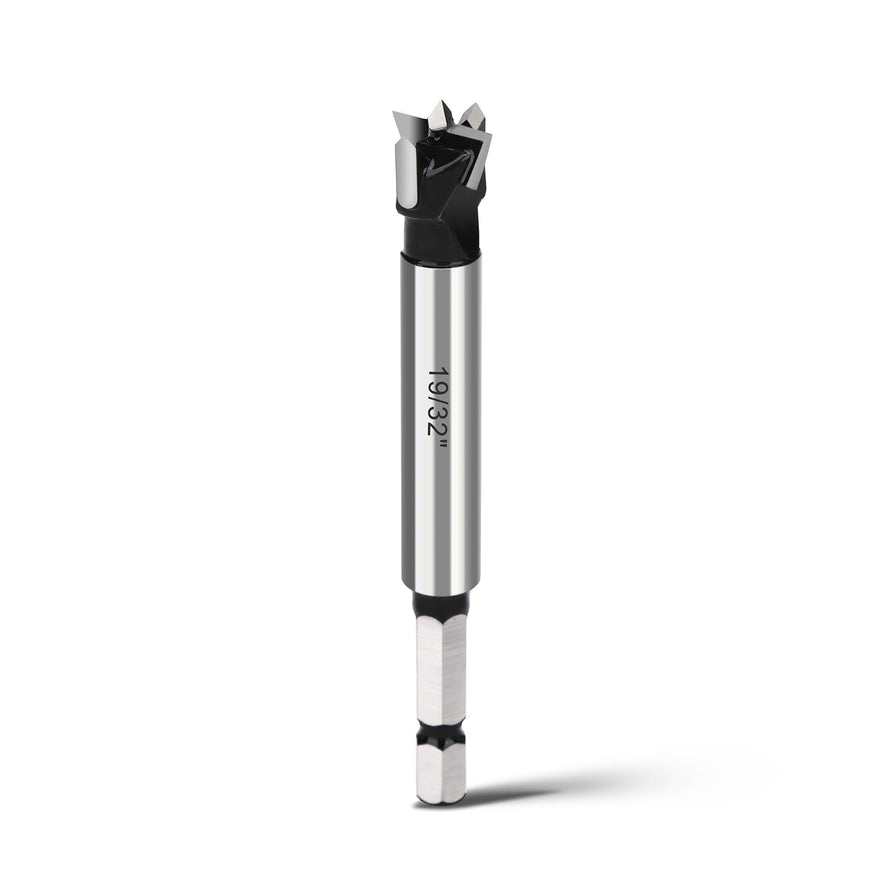 1" Forstner Drill Bit with 1/4" Quick Change Hex Shank,Triple Flute Tungsten Carbide Tipped - for Hard Wood,Soft Wood Woodworking Hinge Cutter Tool Kits for Veneered Plywood Plastic