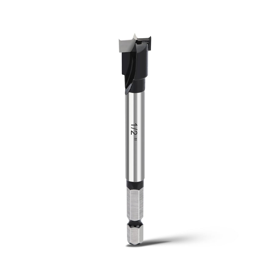 1" Forstner Drill Bit with 1/4" Quick Change Hex Shank,Triple Flute Tungsten Carbide Tipped - for Hard Wood,Soft Wood Woodworking Hinge Cutter Tool Kits for Veneered Plywood Plastic