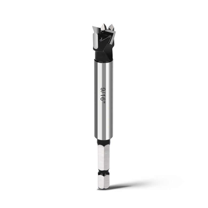 1" Forstner Drill Bit with 1/4" Quick Change Hex Shank,Triple Flute Tungsten Carbide Tipped - for Hard Wood,Soft Wood Woodworking Hinge Cutter Tool Kits for Veneered Plywood Plastic