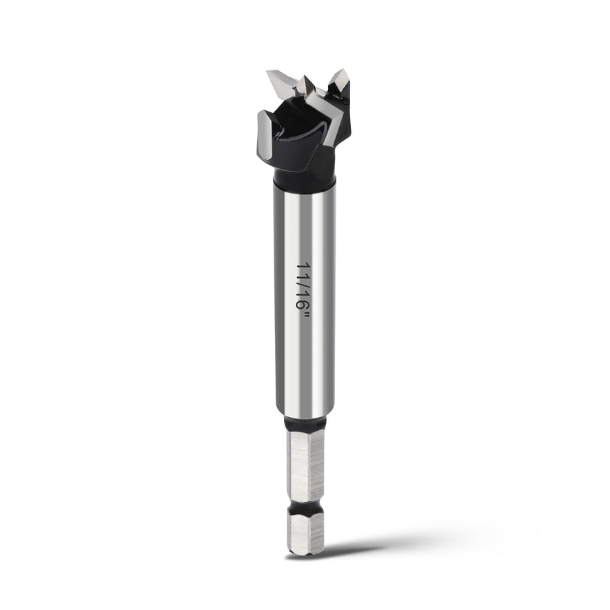 1" Forstner Drill Bit with 1/4" Quick Change Hex Shank,Triple Flute Tungsten Carbide Tipped - for Hard Wood,Soft Wood Woodworking Hinge Cutter Tool Kits for Veneered Plywood Plastic