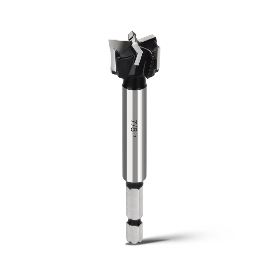 1" Forstner Drill Bit with 1/4" Quick Change Hex Shank,Triple Flute Tungsten Carbide Tipped - for Hard Wood,Soft Wood Woodworking Hinge Cutter Tool Kits for Veneered Plywood Plastic