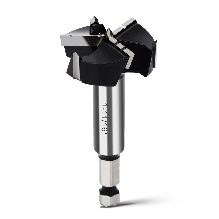 1" Forstner Drill Bit with 1/4" Quick Change Hex Shank,Triple Flute Tungsten Carbide Tipped - for Hard Wood,Soft Wood Woodworking Hinge Cutter Tool Kits for Veneered Plywood Plastic