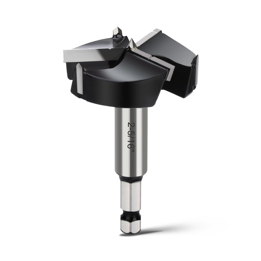 1" Forstner Drill Bit with 1/4" Quick Change Hex Shank,Triple Flute Tungsten Carbide Tipped - for Hard Wood,Soft Wood Woodworking Hinge Cutter Tool Kits for Veneered Plywood Plastic
