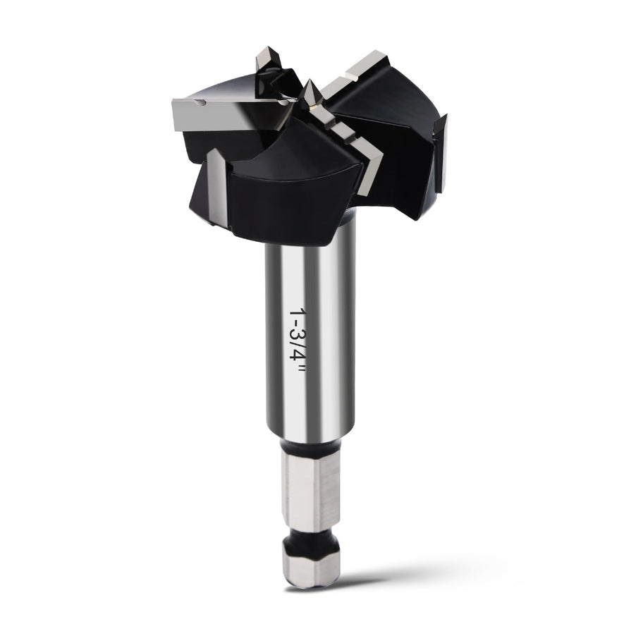 1" Forstner Drill Bit with 1/4" Quick Change Hex Shank,Triple Flute Tungsten Carbide Tipped - for Hard Wood,Soft Wood Woodworking Hinge Cutter Tool Kits for Veneered Plywood Plastic