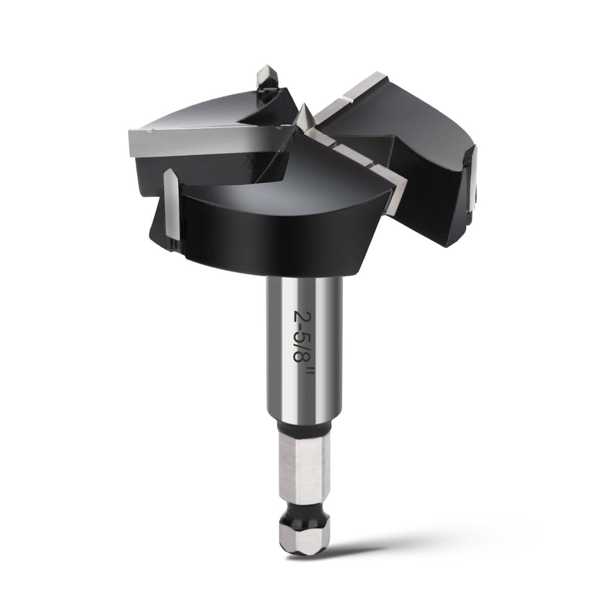 1" Forstner Drill Bit with 1/4" Quick Change Hex Shank,Triple Flute Tungsten Carbide Tipped - for Hard Wood,Soft Wood Woodworking Hinge Cutter Tool Kits for Veneered Plywood Plastic