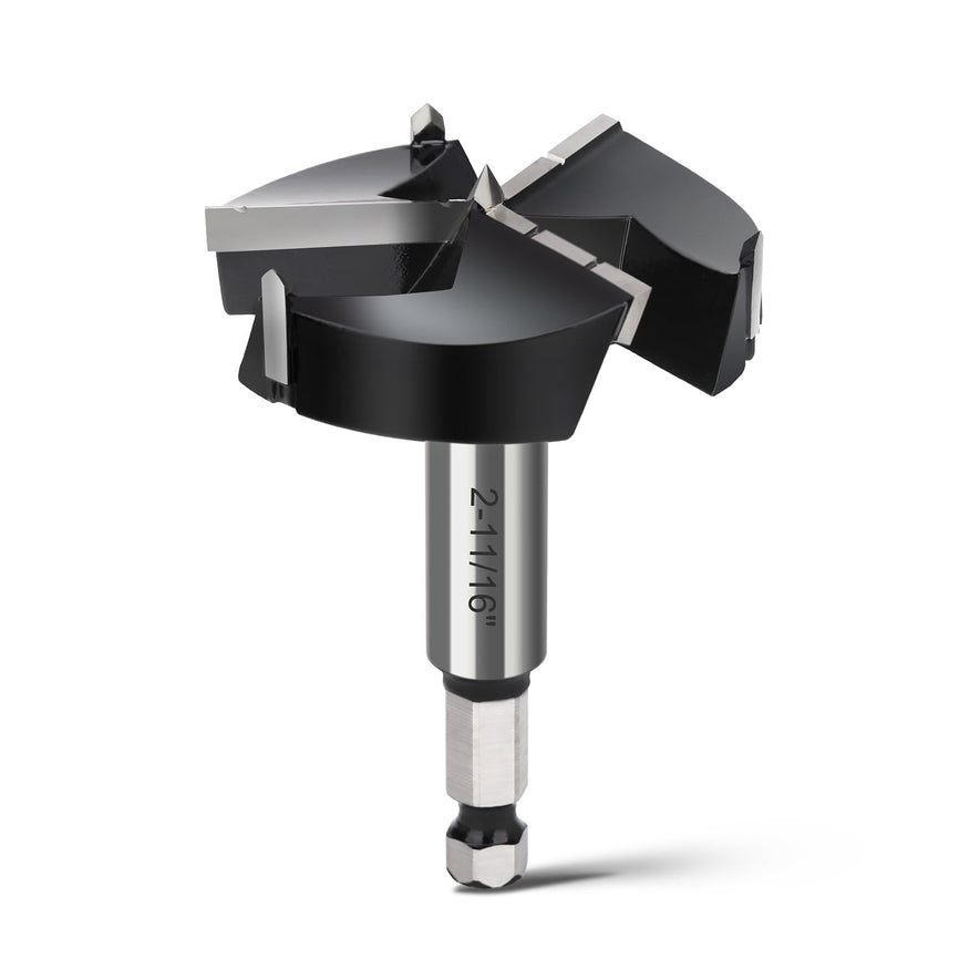 1" Forstner Drill Bit with 1/4" Quick Change Hex Shank,Triple Flute Tungsten Carbide Tipped - for Hard Wood,Soft Wood Woodworking Hinge Cutter Tool Kits for Veneered Plywood Plastic