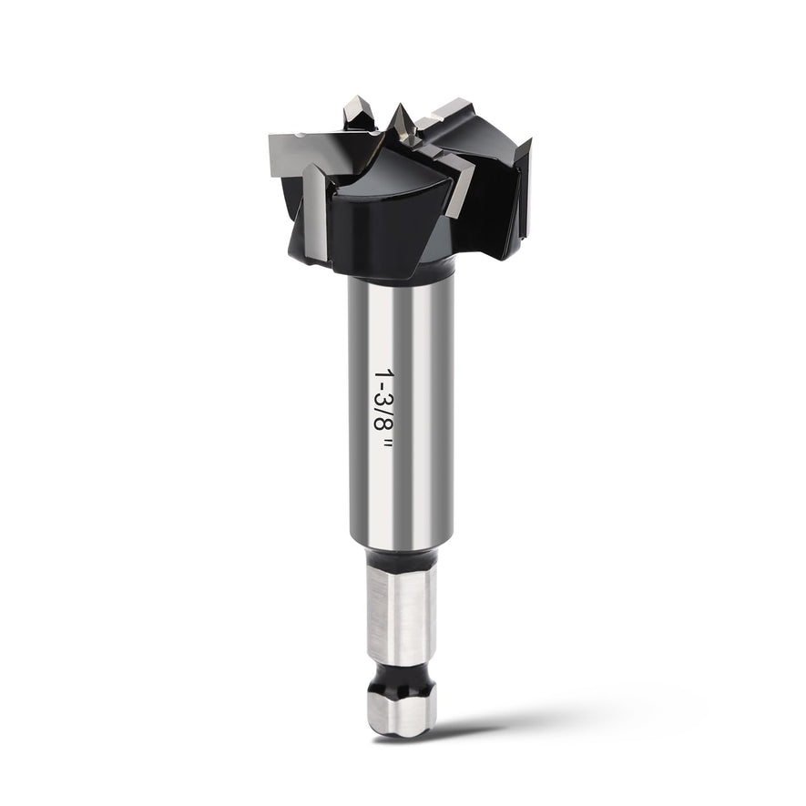 1" Forstner Drill Bit with 1/4" Quick Change Hex Shank,Triple Flute Tungsten Carbide Tipped - for Hard Wood,Soft Wood Woodworking Hinge Cutter Tool Kits for Veneered Plywood Plastic