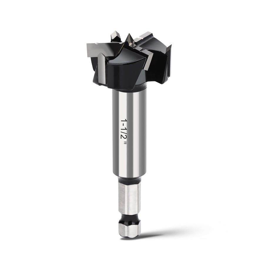 1" Forstner Drill Bit with 1/4" Quick Change Hex Shank,Triple Flute Tungsten Carbide Tipped - for Hard Wood,Soft Wood Woodworking Hinge Cutter Tool Kits for Veneered Plywood Plastic