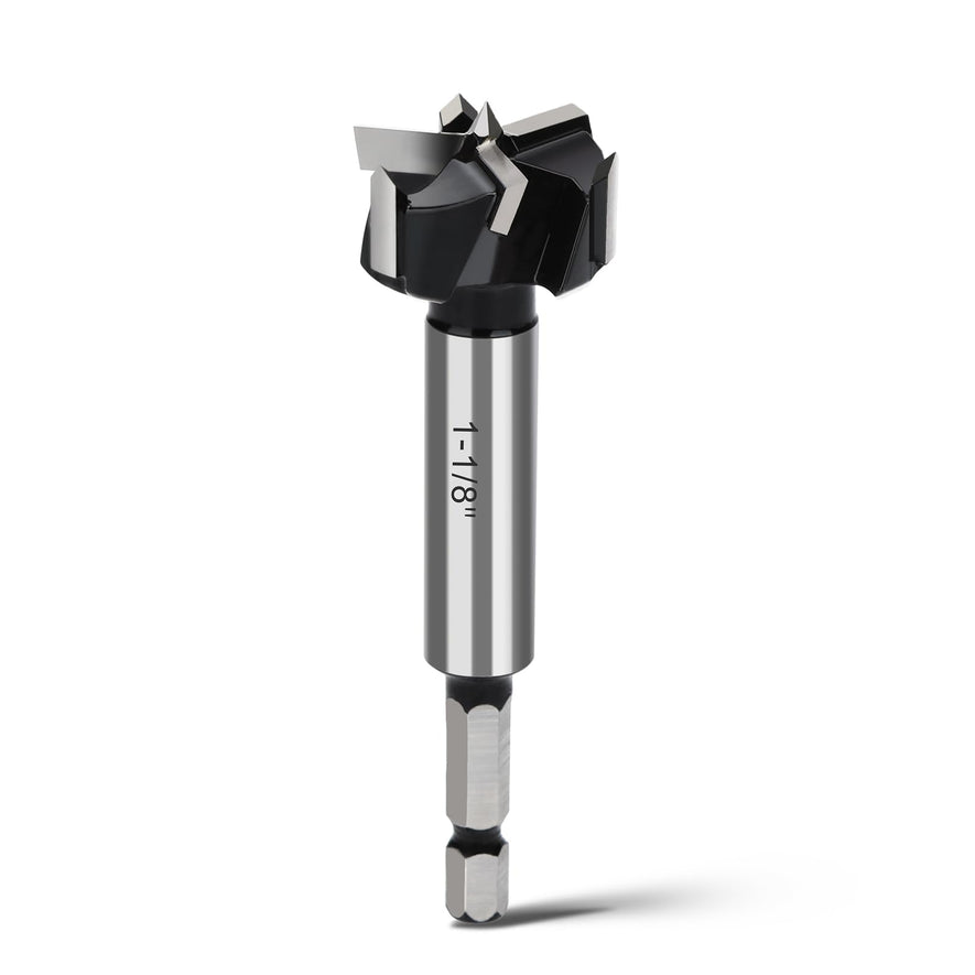 1" Forstner Drill Bit with 1/4" Quick Change Hex Shank,Triple Flute Tungsten Carbide Tipped - for Hard Wood,Soft Wood Woodworking Hinge Cutter Tool Kits for Veneered Plywood Plastic