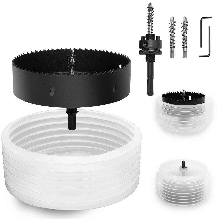 4-5/16" | 110mm Hole Saw for Recessed Lights,4-5/16" Bi-Metal Hole Cutter with Dust Bowl Include Hex Shank & SDS Plus for LED Recessed Ceiling Lighting and Wood Metal Drywall Can Lights