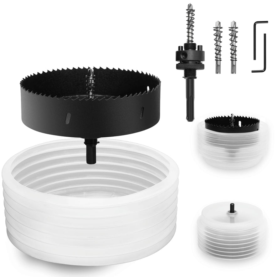 4-5/16" | 110mm Hole Saw for Recessed Lights,4-5/16" Bi-Metal Hole Cutter with Dust Bowl Include Hex Shank & SDS Plus for LED Recessed Ceiling Lighting and Wood Metal Drywall Can Lights