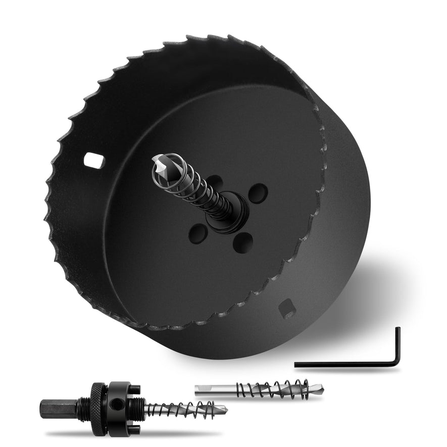7" 丨178mm Hole Saws with Heavy Duty Arbor HSS Bi-Metal Hole Cutter Drill Bit for Wood Cornhole Boards Plastic Drywall Metal Fiberboard(Black)