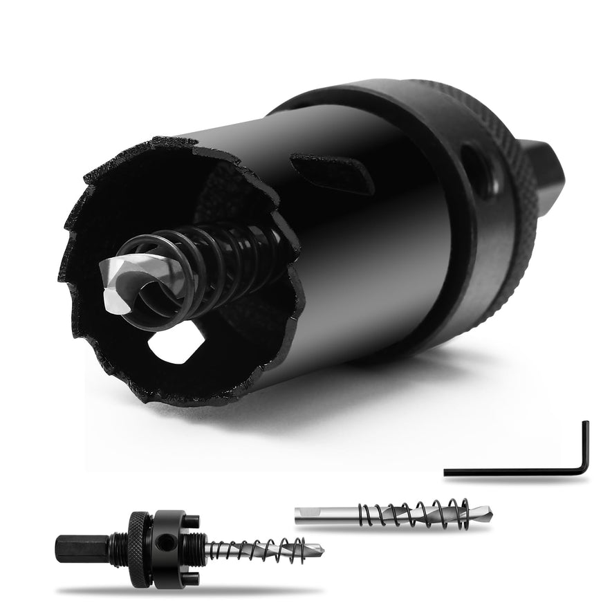 7" 丨178mm Hole Saws with Heavy Duty Arbor HSS Bi-Metal Hole Cutter Drill Bit for Wood Cornhole Boards Plastic Drywall Metal Fiberboard(Black)