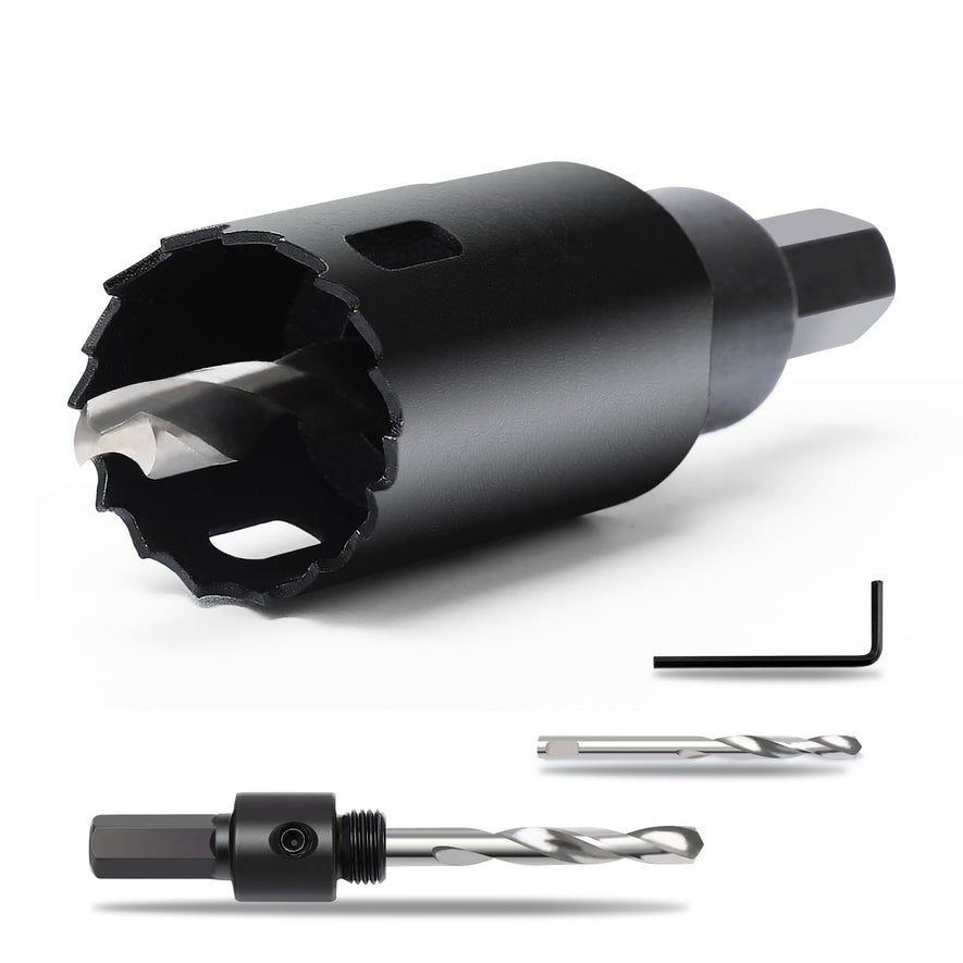 7" 丨178mm Hole Saws with Heavy Duty Arbor HSS Bi-Metal Hole Cutter Drill Bit for Wood Cornhole Boards Plastic Drywall Metal Fiberboard(Black)