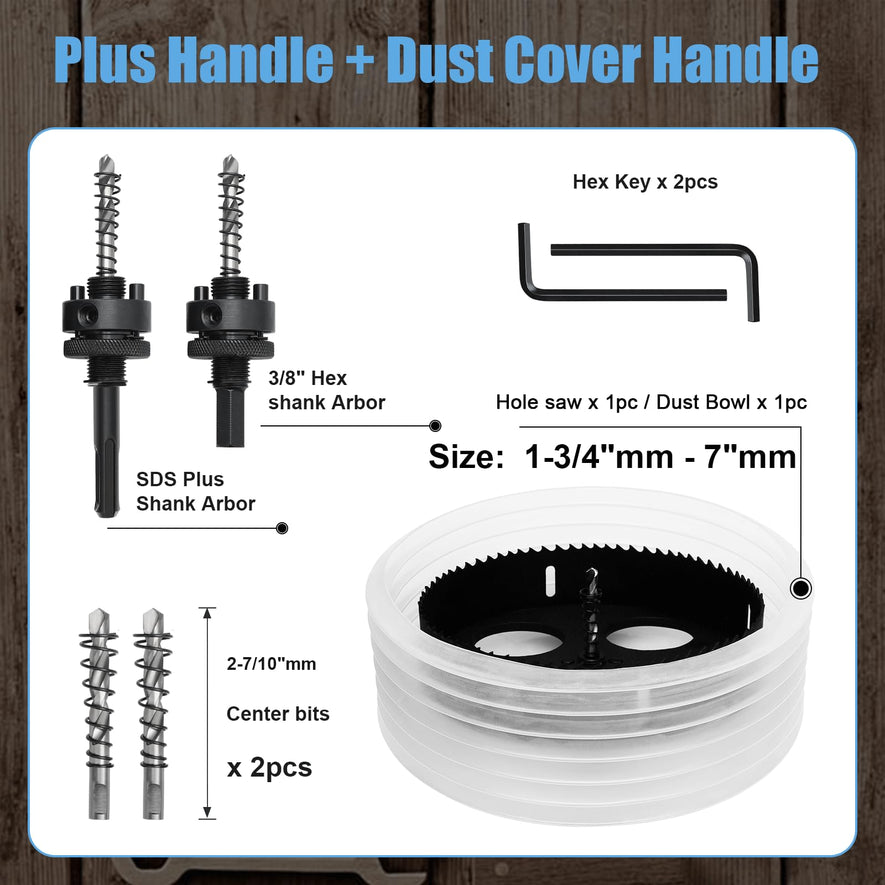 4-5/16" | 110mm Hole Saw for Recessed Lights,4-5/16" Bi-Metal Hole Cutter with Dust Bowl Include Hex Shank & SDS Plus for LED Recessed Ceiling Lighting and Wood Metal Drywall Can Lights