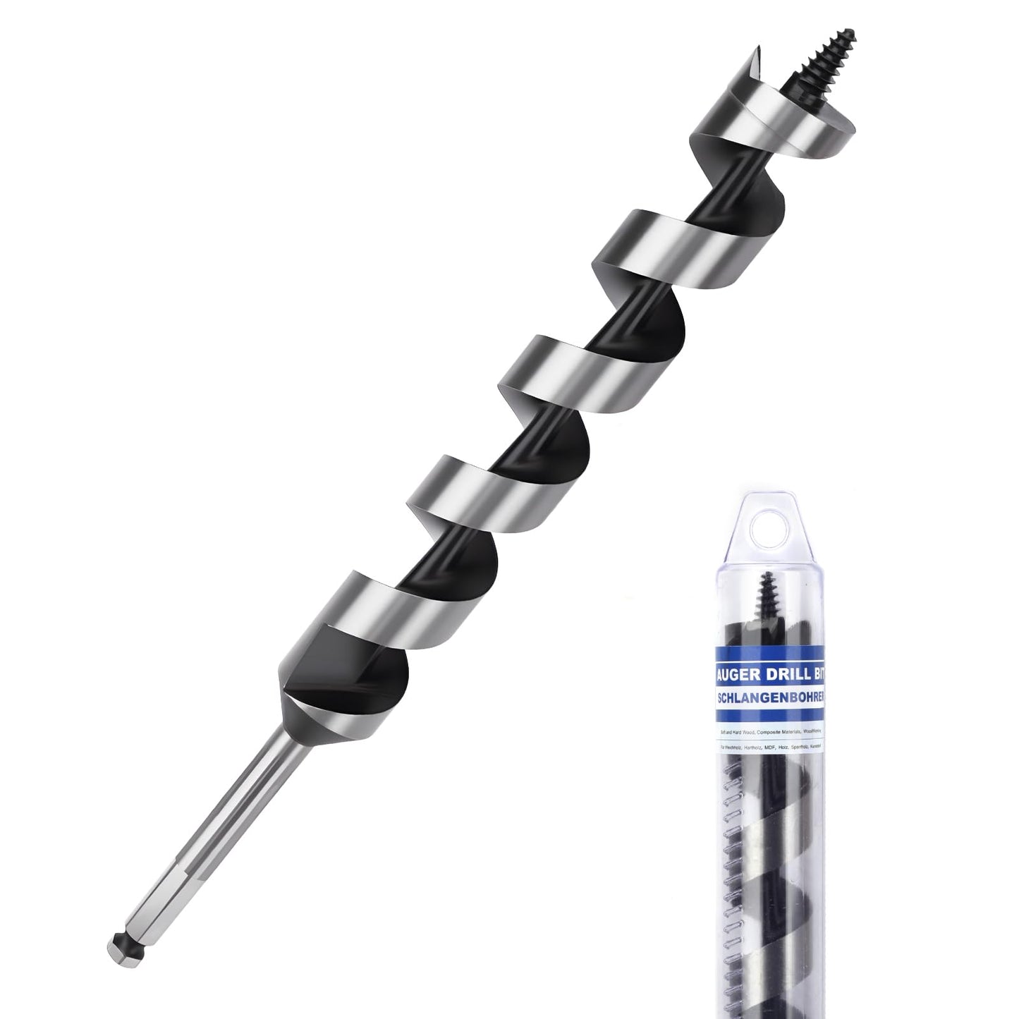 3 Pack 3/8 inch X 9 inch Auger Bit for Wood, 10x230mm Hex Long Auger Drill Bit for Wood, Hard Wood,Ship, Composite Materials, Drywall and DIY Projects
