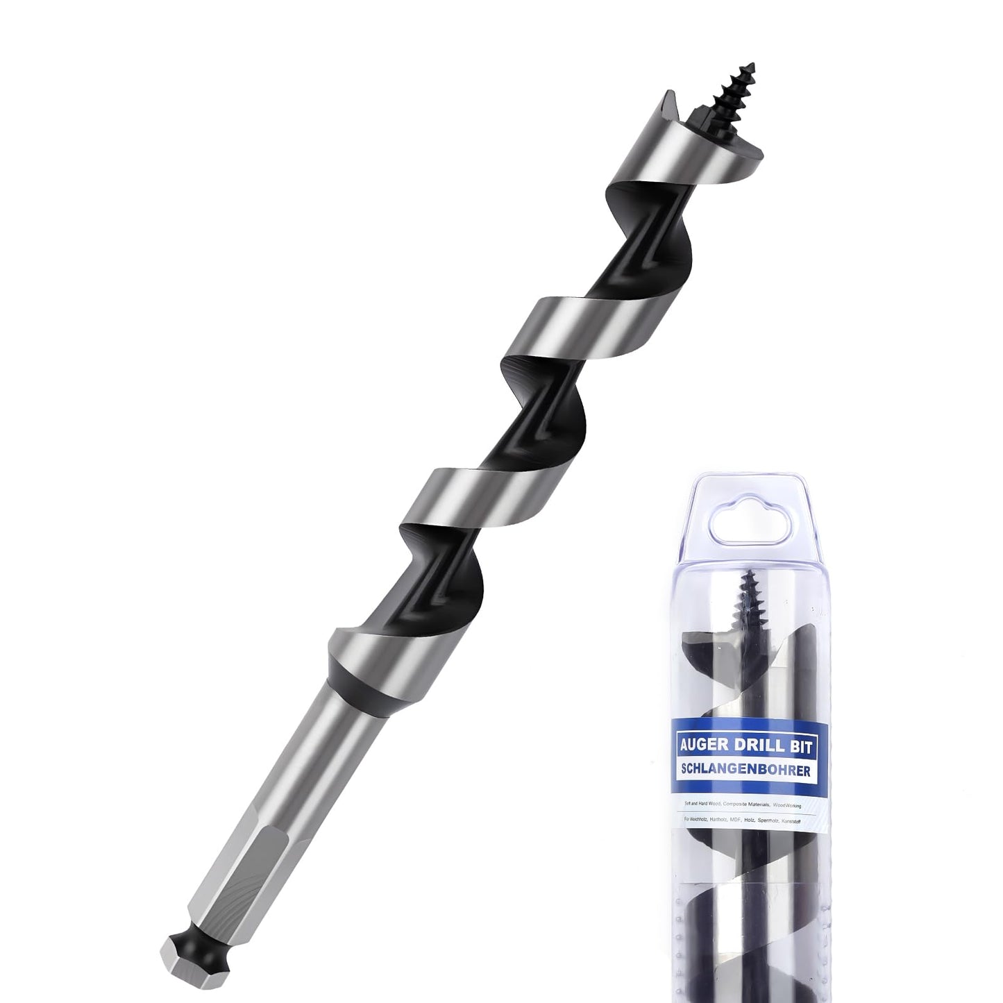 3 Pack 3/8 inch X 9 inch Auger Bit for Wood, 10x230mm Hex Long Auger Drill Bit for Wood, Hard Wood,Ship, Composite Materials, Drywall and DIY Projects