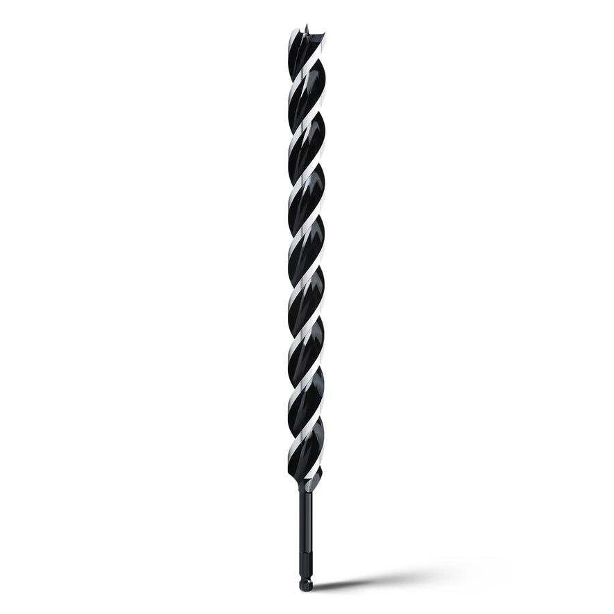 1/2" x 6" Auger Drill Bit for Soft and Hard Wood, Plastic, Drywall and Composite Materials - 1/4" Quick Change Hex Shank Tri Flute Wood Drill Bit