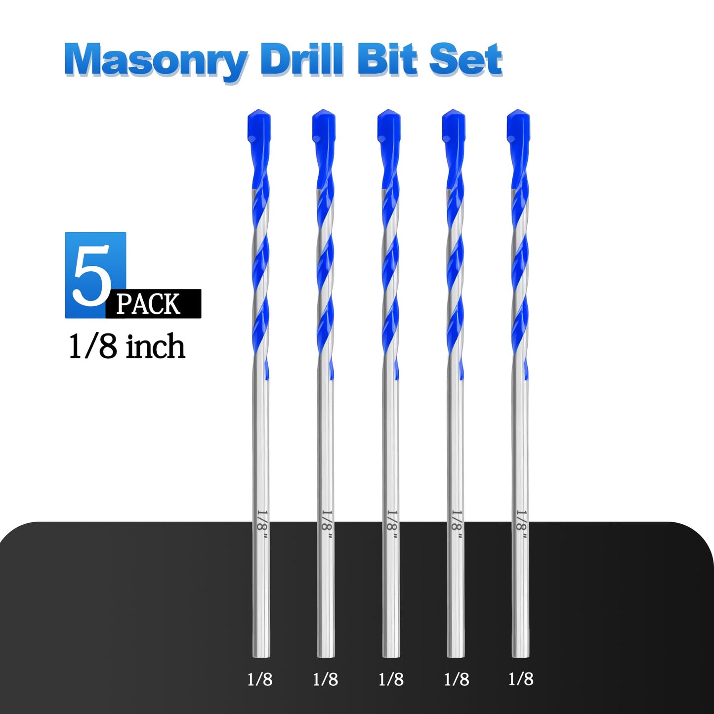 5 Pack 5/32" Masonry Drill Bit Set,Concrete Drill Bit Set,Concrete Drill Bits for Concrete, Tile,Brick, Cement,Glass (Hex Shank, 5/32 inch（ 5 Pack ）)