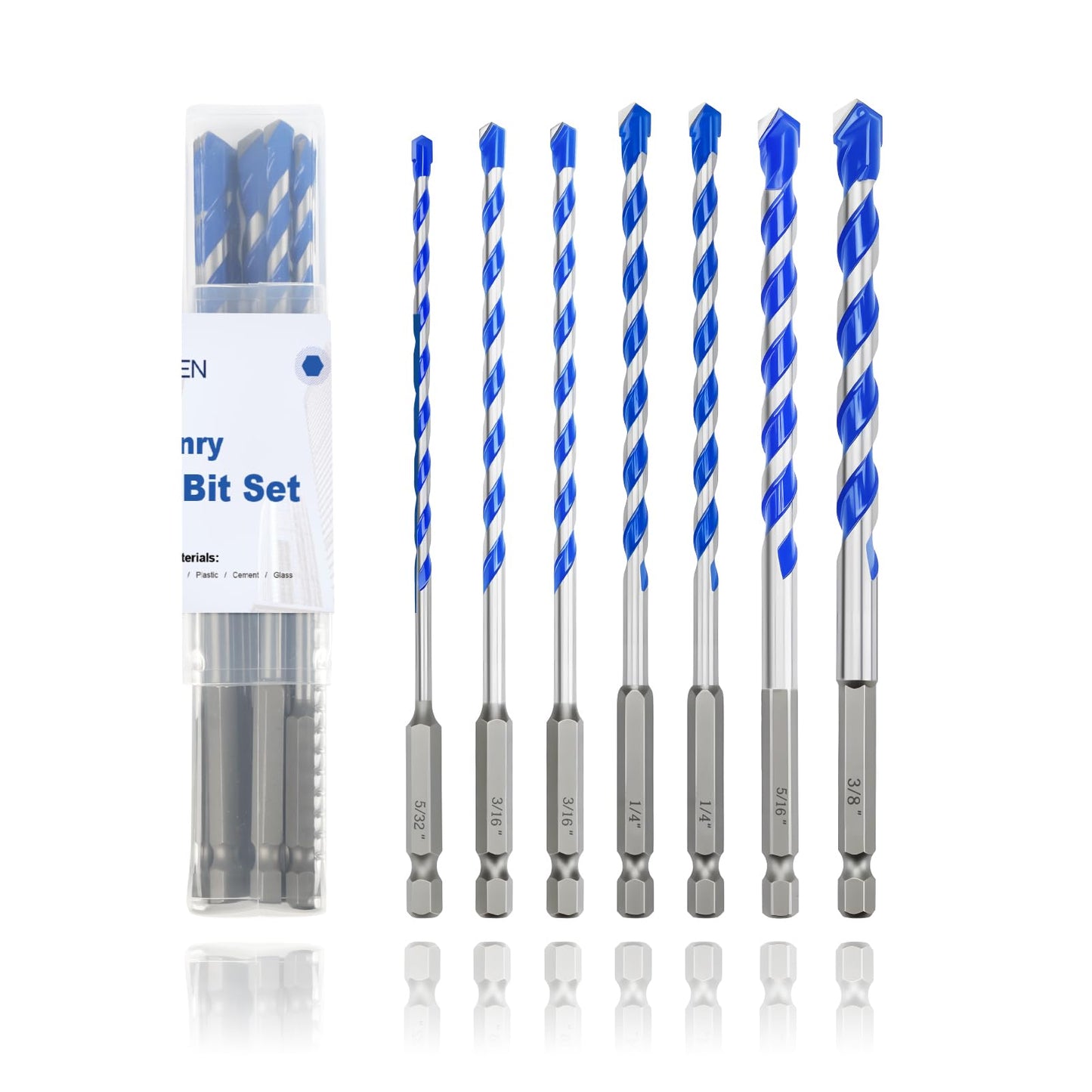 5 Pack 5/32" Masonry Drill Bit Set,Concrete Drill Bit Set,Concrete Drill Bits for Concrete, Tile,Brick, Cement,Glass (Hex Shank, 5/32 inch（ 5 Pack ）)