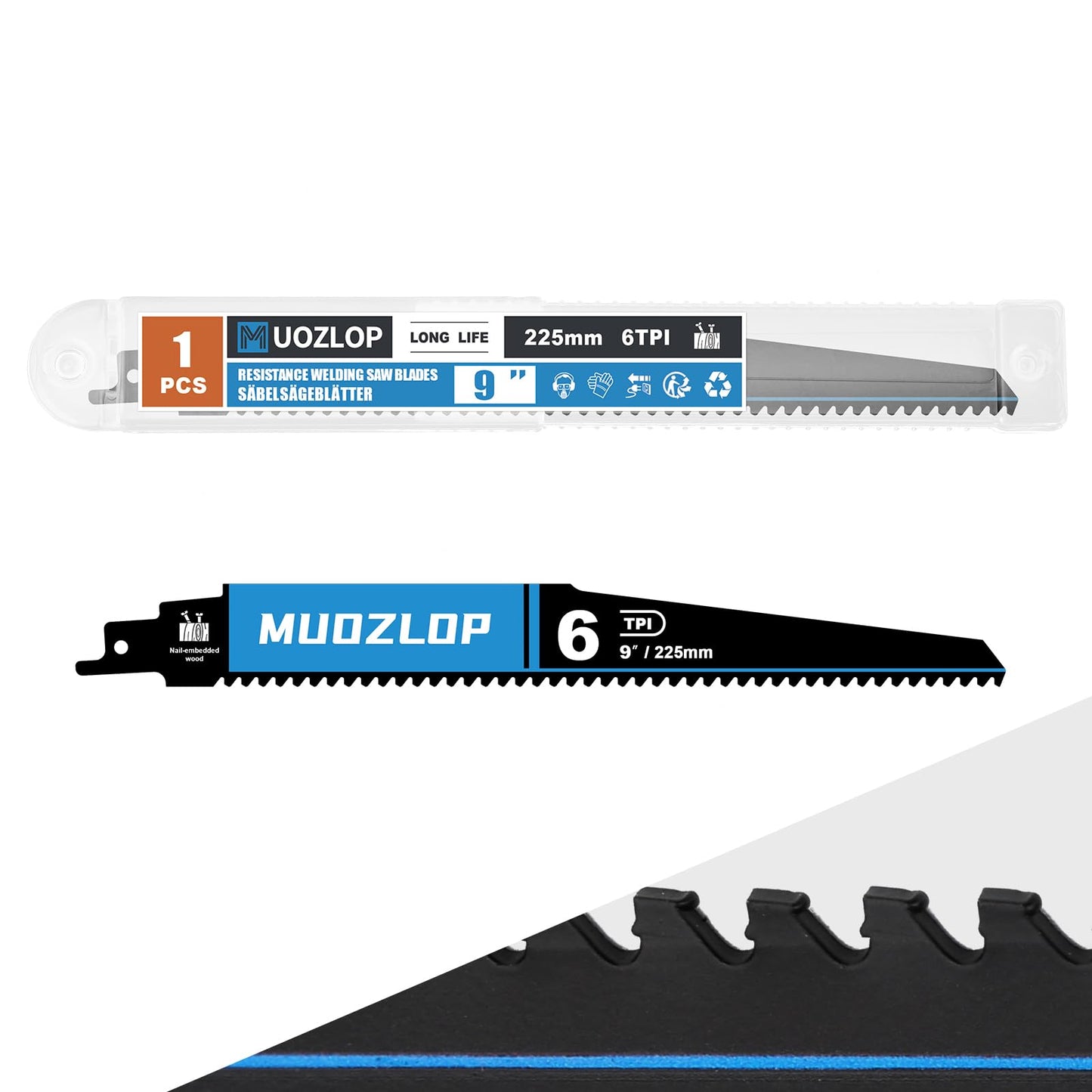 2 Pack 12 inch Reciprocating Saw Blades Set，3 TPI High Carbon Saw Blades for Wood Cutting ，Saw Blades with Organizer Case (2, 3T/12inch)