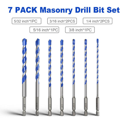 5er-Pack 3,2 mm Mauerwerksbohrer-Set, Betonbohrer-Set mit Sechskantschaft, Hartmetallbohrer für Beton, Zement, Fliesen, Ziegel, Kunststoff und Keramik (3,2 mm (5 Stück))