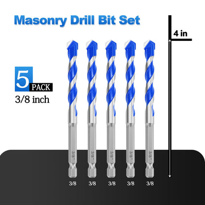 5er-Pack 5/32" Mauerbohrer-Set, Betonbohrer-Set, Betonbohrer für Beton, Fliesen, Ziegel, Zement, Glas (Sechskantschaft, 5/32 Zoll (5er-Pack))