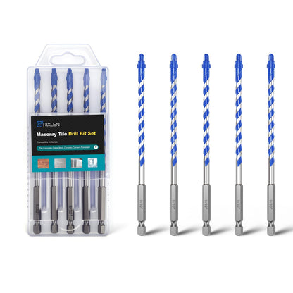 5er-Pack 3/16 Zoll Fliesenbohrer, Sechskantschaft-Stufenbohrer für Fliesen, Beton, Porzellan, Ziegel, Glas, Zement, 15,2 cm Länge