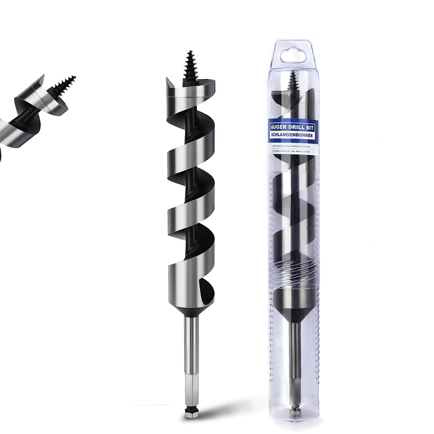 3 Pack 3/8 inch X 9 inch Auger Bit for Wood, 10x230mm Hex Long Auger Drill Bit for Wood, Hard Wood,Ship, Composite Materials, Drywall and DIY Projects