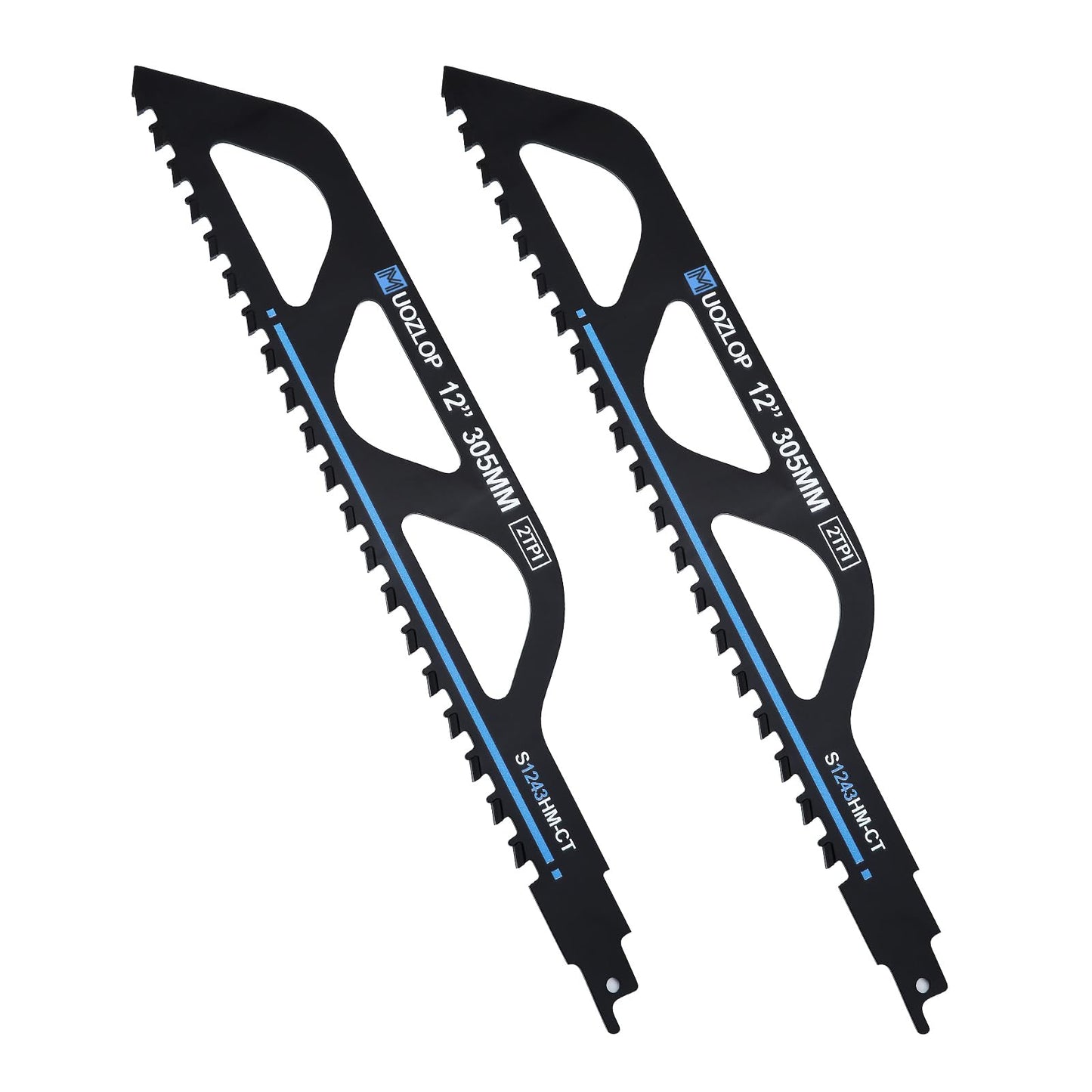 12 inch Masonry Reciprocating Saw Blades,2TPI Carbide Blade Strong teeths for Cutting Brick, Cement, Porous Concrete，3 Pack (3, 12 inch)