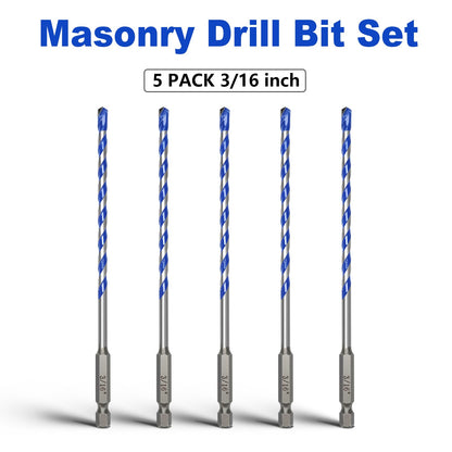 5er-Pack 3,2 mm Mauerwerksbohrer-Set, Betonbohrer-Set mit Sechskantschaft, Hartmetallbohrer für Beton, Zement, Fliesen, Ziegel, Kunststoff und Keramik (3,2 mm (5 Stück))