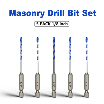 5er-Pack 3,2 mm Mauerwerksbohrer-Set, Betonbohrer-Set mit Sechskantschaft, Hartmetallbohrer für Beton, Zement, Fliesen, Ziegel, Kunststoff und Keramik (3,2 mm (5 Stück))