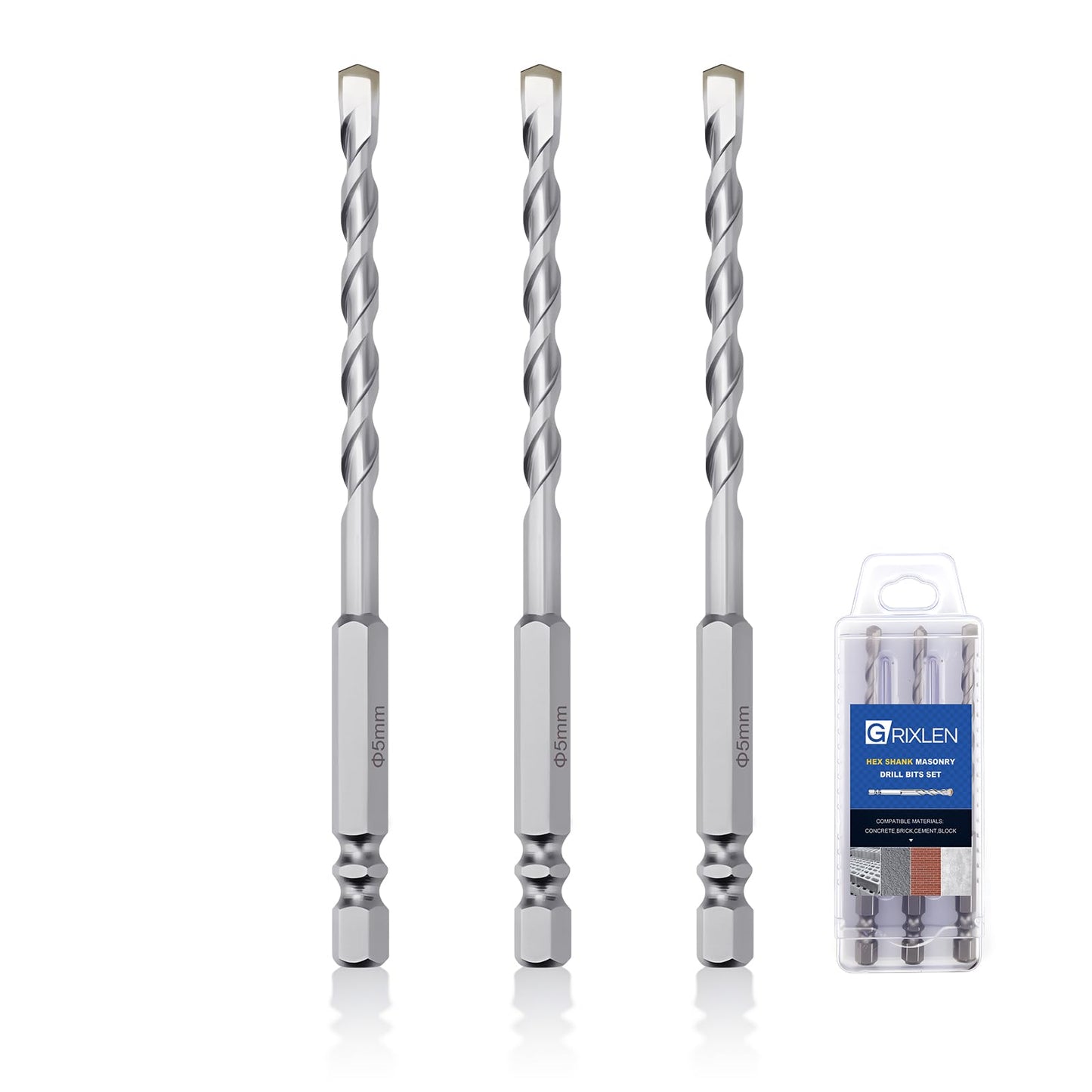3 Pack 1/4"(6mm) Hex Shank Hammer Drill Masonry Bits, 4.3" Length Masonry Drill Bits for Concrete, Cement, Brick, Stone (3 Pieces, 1/4" x 4.3" (6x110mm))