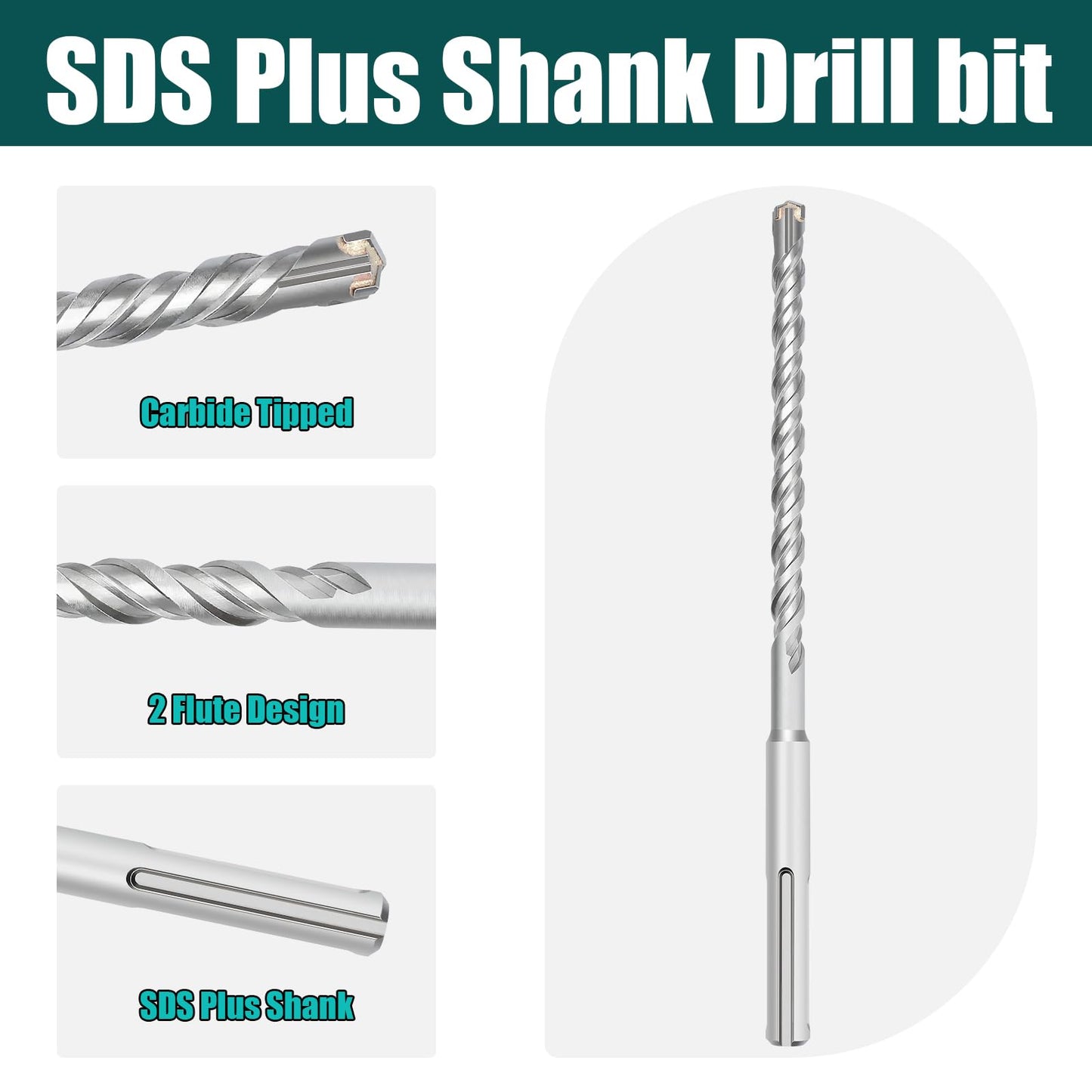 1/2" x 59" (12x1500mm) SDS Plus Rotary Hammer Drill Bit, Concrete Drill Bit, SDS Plus Masonry Drill Bit for Concrete, Brick, Cement (1/2"（ 12mm) Diameter, 59 inch Length