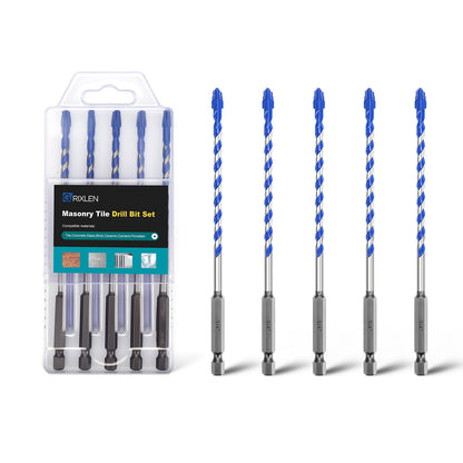 5er-Pack 3/16 Zoll Fliesenbohrer, Sechskantschaft-Stufenbohrer für Fliesen, Beton, Porzellan, Ziegel, Glas, Zement, 15,2 cm Länge