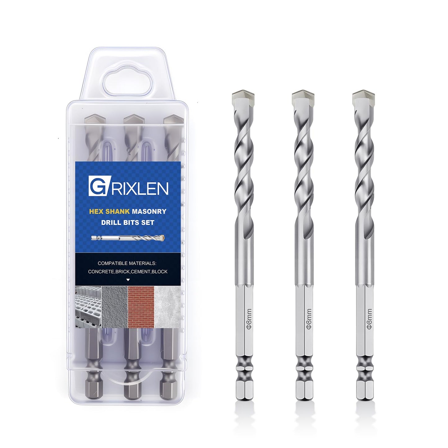 3 Pack 1/4"(6mm) Hex Shank Hammer Drill Masonry Bits, 4.3" Length Masonry Drill Bits for Concrete, Cement, Brick, Stone (3 Pieces, 1/4" x 4.3" (6x110mm))