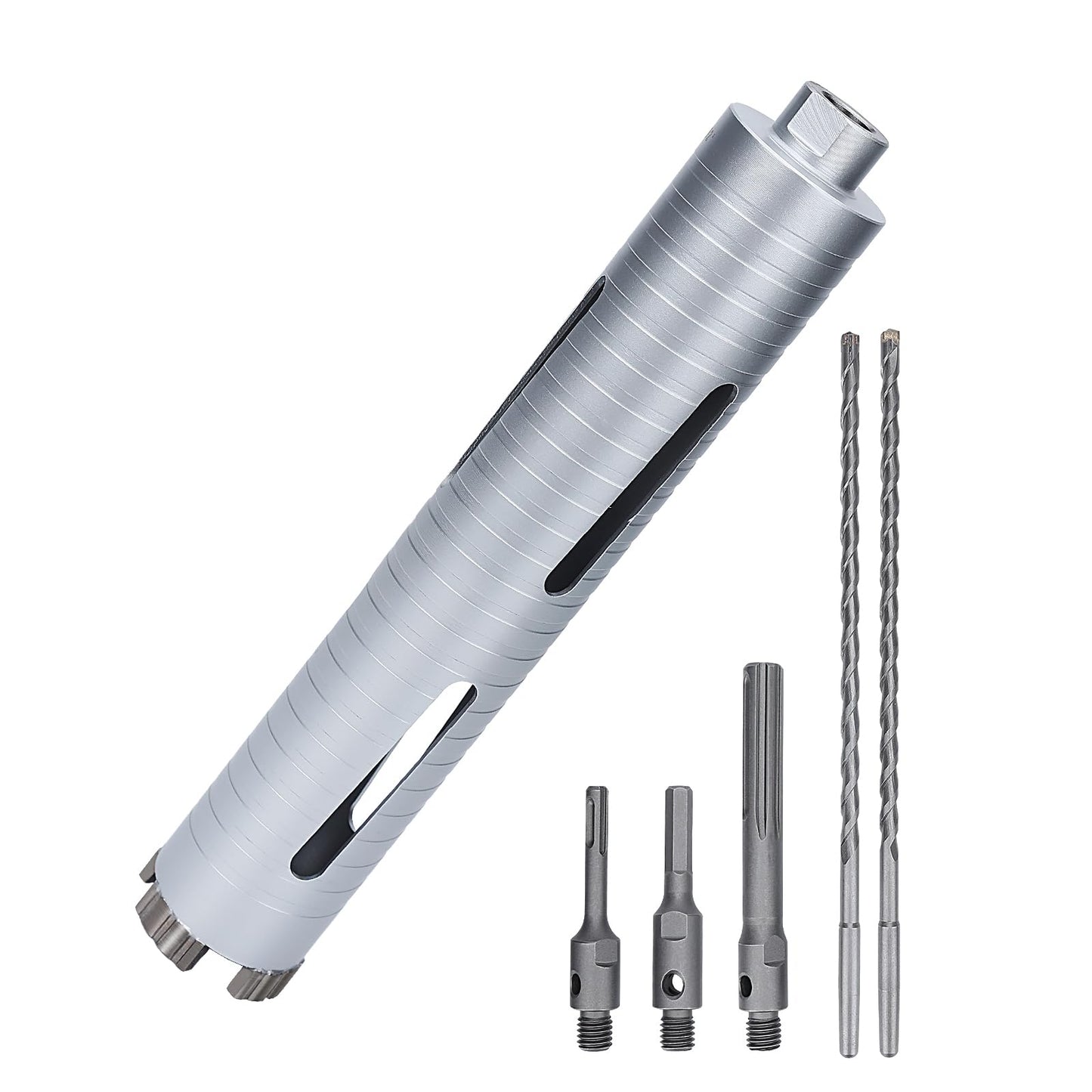 3 inch Diamond Dry Core Drill Bit, 10" Drilling Depth, 5/8"-11 Thread Core Drill Bit for Concrete Masonry Brick Block, Includes 3 Adapters SDS Plus, SDS Max and Hex (3 inch)