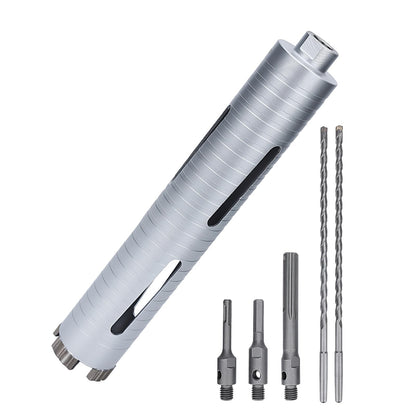 76 mm Diamant-Trockenbohrkrone, 254 mm Bohrtiefe, 5/8"-11 Gewinde Kernbohrer für Beton Mauerwerk Ziegelstein, inklusive 3 Adapter SDS Plus, SDS Max und Sechskant (76 mm)