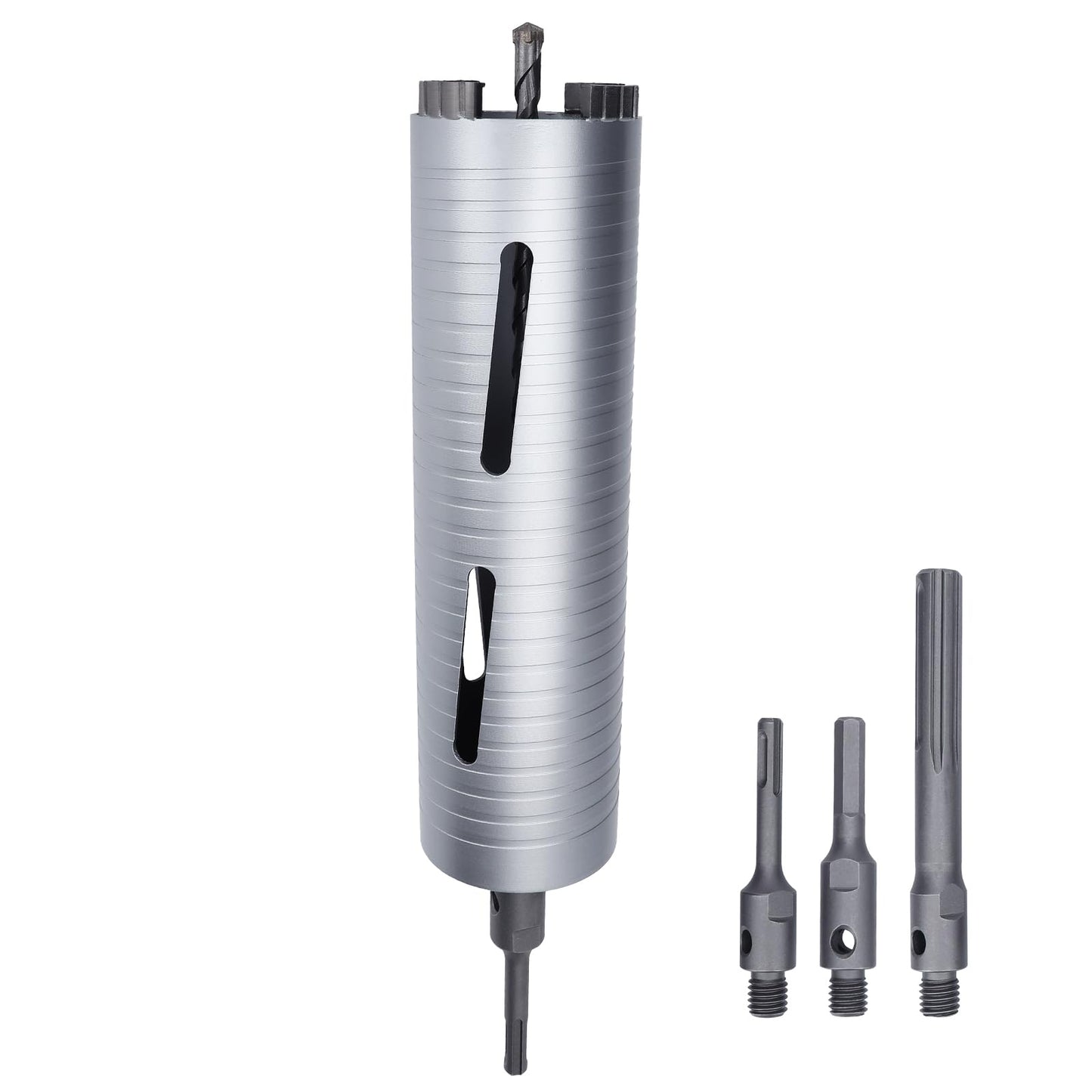 3 inch Diamond Dry Core Drill Bit, 10" Drilling Depth, 5/8"-11 Thread Core Drill Bit for Concrete Masonry Brick Block, Includes 3 Adapters SDS Plus, SDS Max and Hex (3 inch)