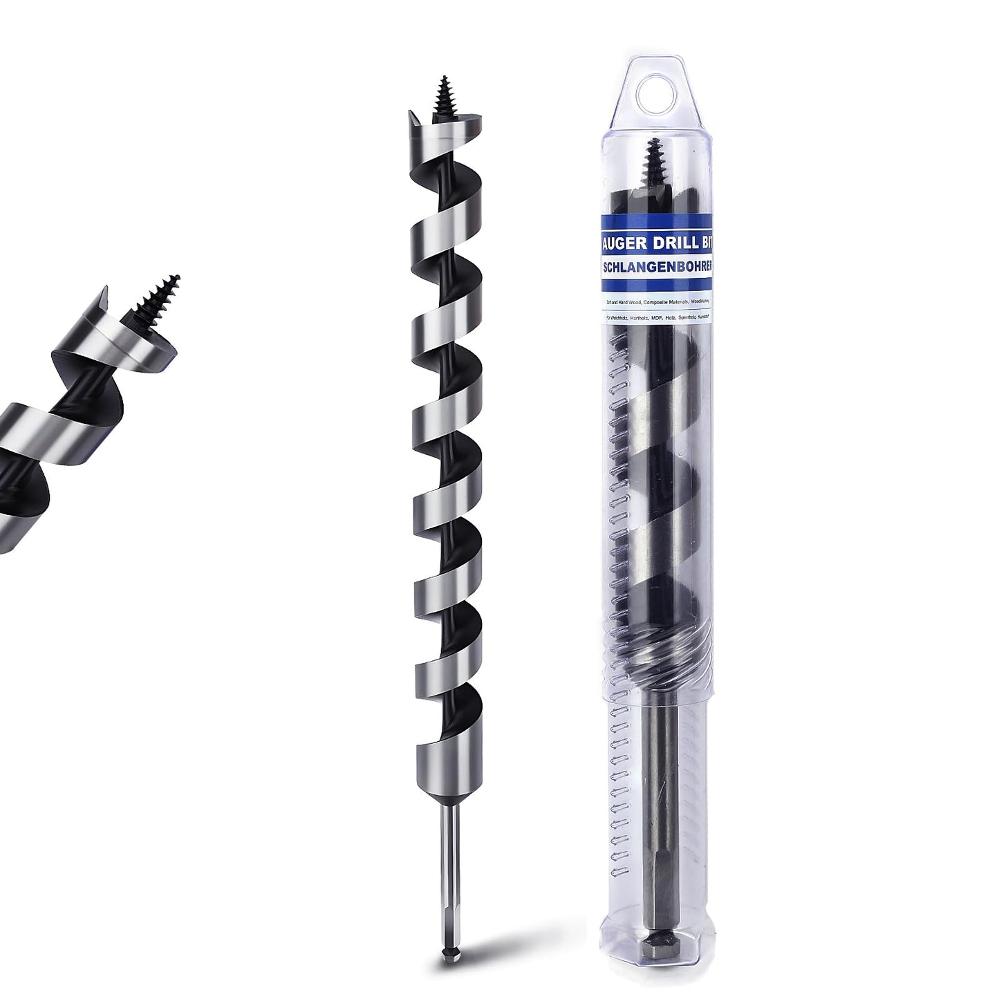 3 Pack 3/8 inch X 9 inch Auger Bit for Wood, 10x230mm Hex Long Auger Drill Bit for Wood, Hard Wood,Ship, Composite Materials, Drywall and DIY Projects