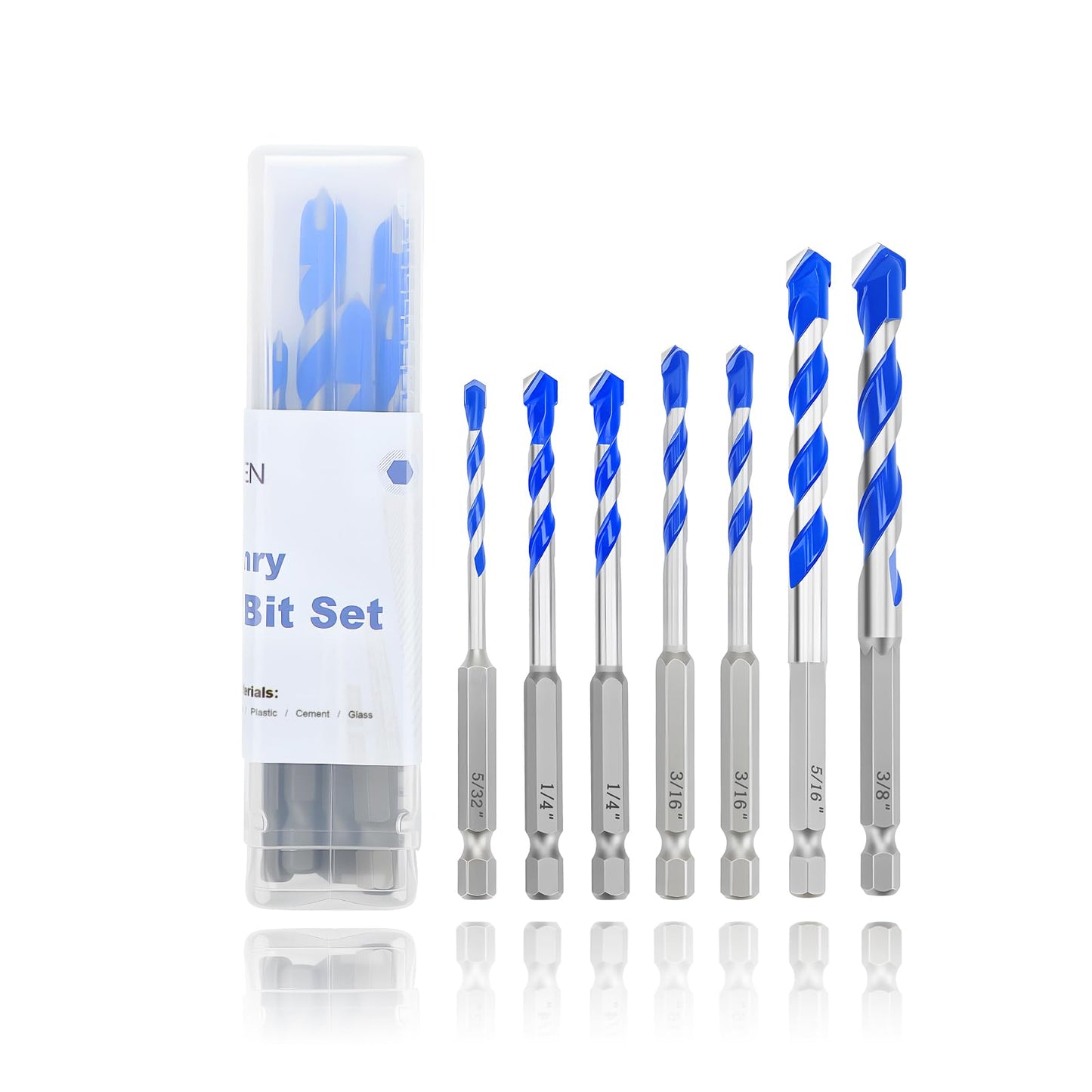5 Pack 5/32" Masonry Drill Bit Set,Concrete Drill Bit Set,Concrete Drill Bits for Concrete, Tile,Brick, Cement,Glass (Hex Shank, 5/32 inch（ 5 Pack ）)