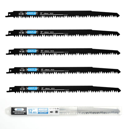 5er-Pack 9-Zoll-Säbelsägeblätter-Set, 6TPI-Sägeblätter aus Kohlenstoffstahl, Holzsägeblätter mit Organizer-Box (5, 6TPI/9 Zoll)