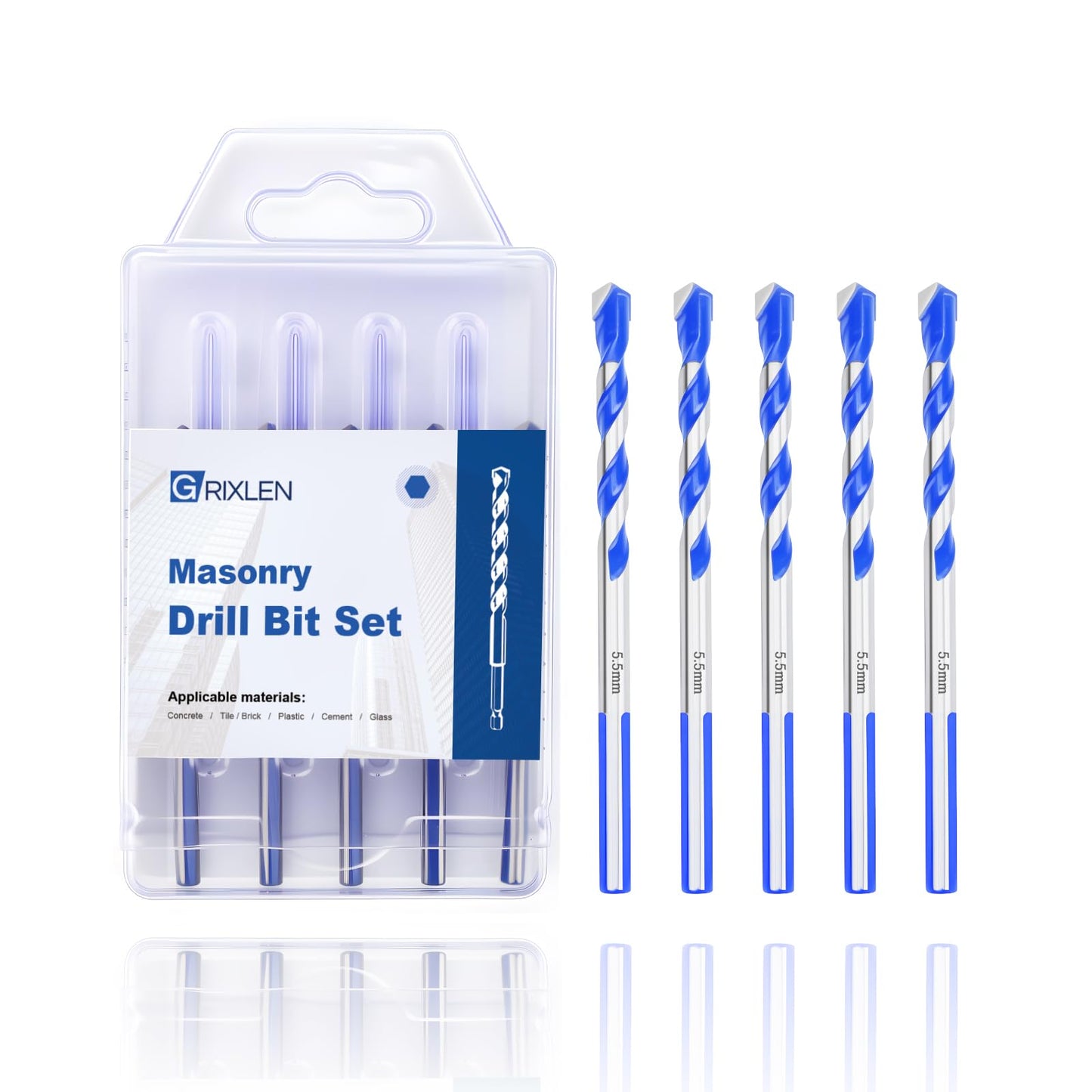 5 Pack 5/32" Masonry Drill Bit Set,Concrete Drill Bit Set,Concrete Drill Bits for Concrete, Tile,Brick, Cement,Glass (Hex Shank, 5/32 inch（ 5 Pack ）)