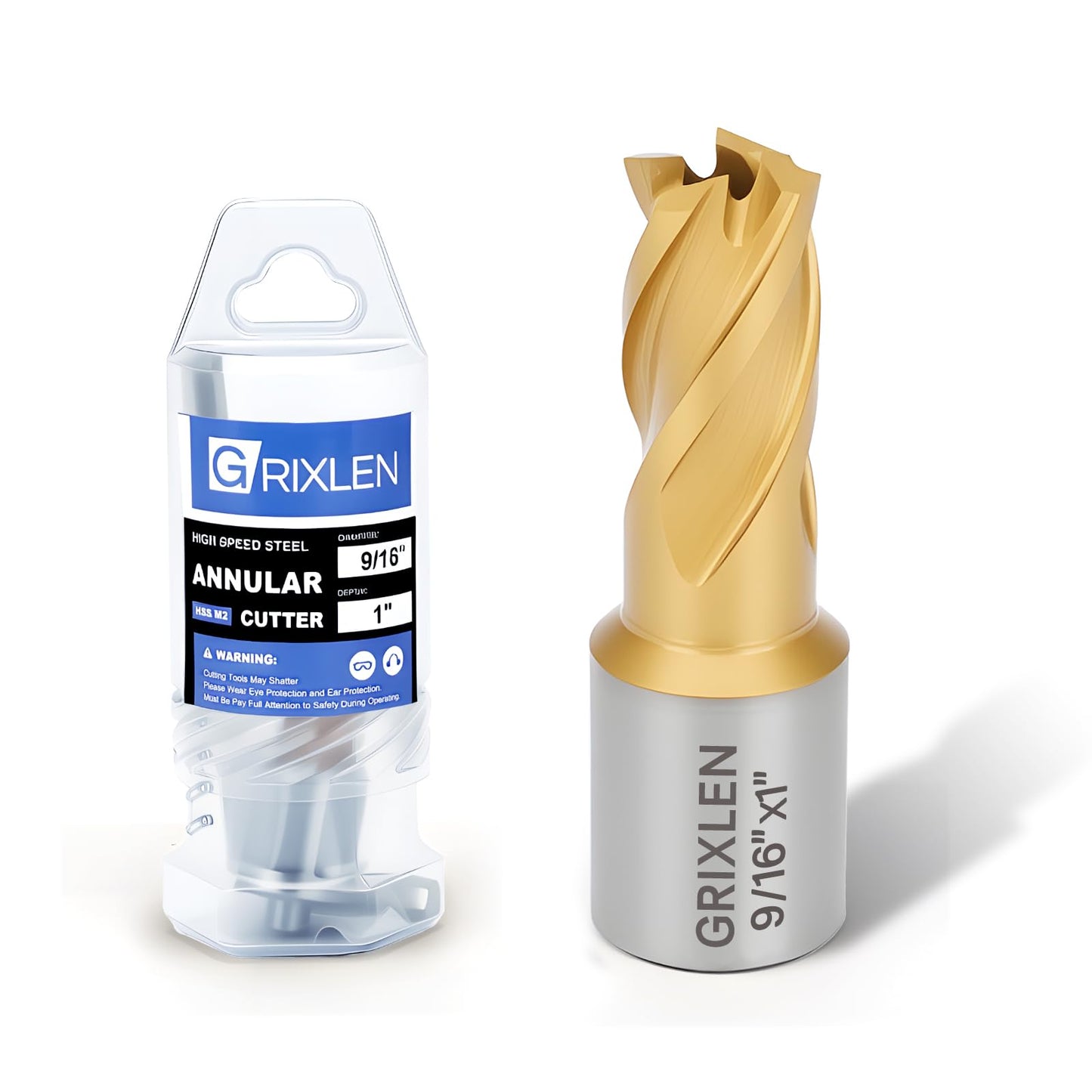 21/32"x1" HSS Annular Cutter，Titanium Coating，Weldon Shank，Diameter 21/32"，Cutting Depth 1"