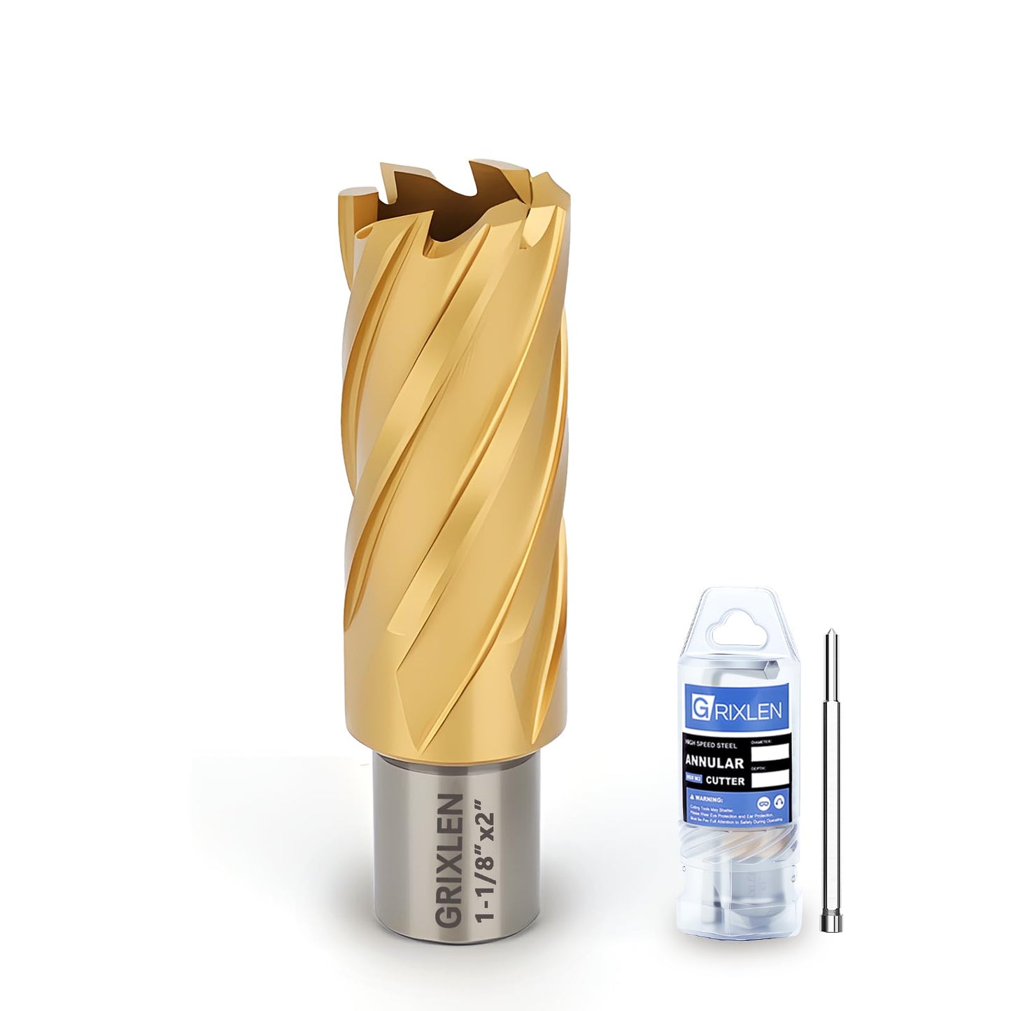 21/32"x1" HSS Annular Cutter，Titanium Coating，Weldon Shank，Diameter 21/32"，Cutting Depth 1"
