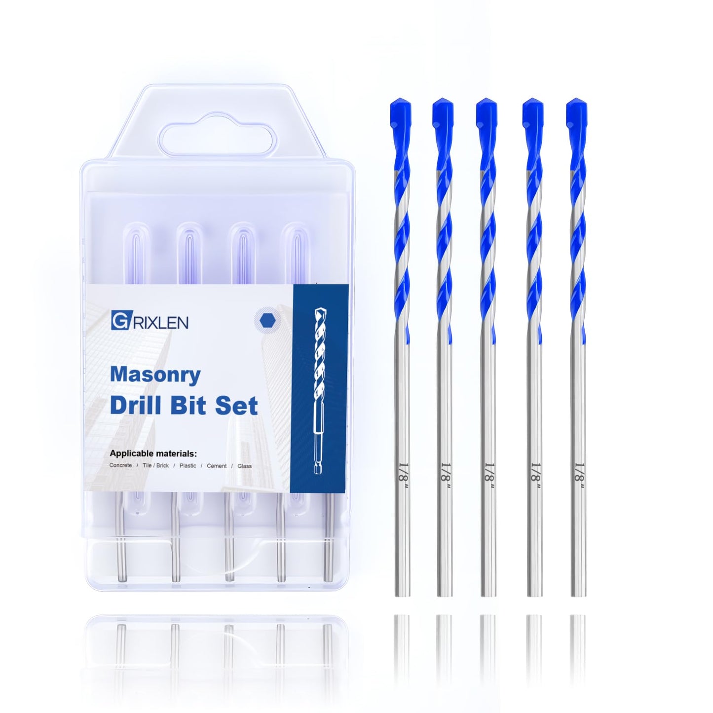 5 Pack 5/32" Masonry Drill Bit Set,Concrete Drill Bit Set,Concrete Drill Bits for Concrete, Tile,Brick, Cement,Glass (Hex Shank, 5/32 inch（ 5 Pack ）)