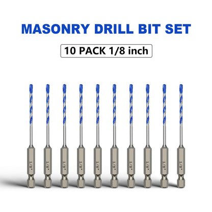 5er-Pack 3,2 mm Mauerwerksbohrer-Set, Betonbohrer-Set mit Sechskantschaft, Hartmetallbohrer für Beton, Zement, Fliesen, Ziegel, Kunststoff und Keramik (3,2 mm (5 Stück))