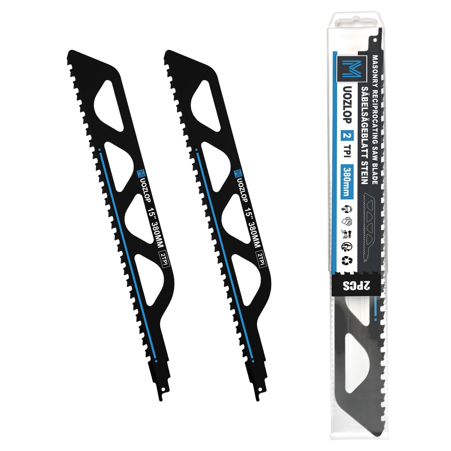 12 inch Masonry Reciprocating Saw Blades,2TPI Carbide Blade Strong teeths for Cutting Brick, Cement, Porous Concrete，3 Pack (3, 12 inch)