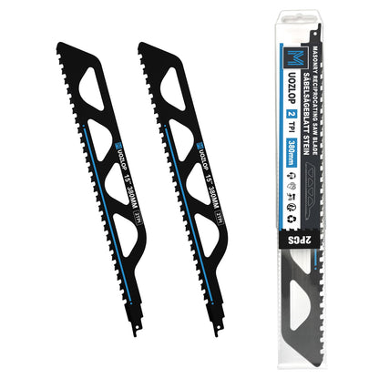 12 Zoll Mauerwerk-Säbelsägeblätter, 2ZpZ Hartmetallklinge, starke Zähne zum Schneiden von Ziegel, Zement, Porenbeton, 3er-Pack (3, 12 Zoll)